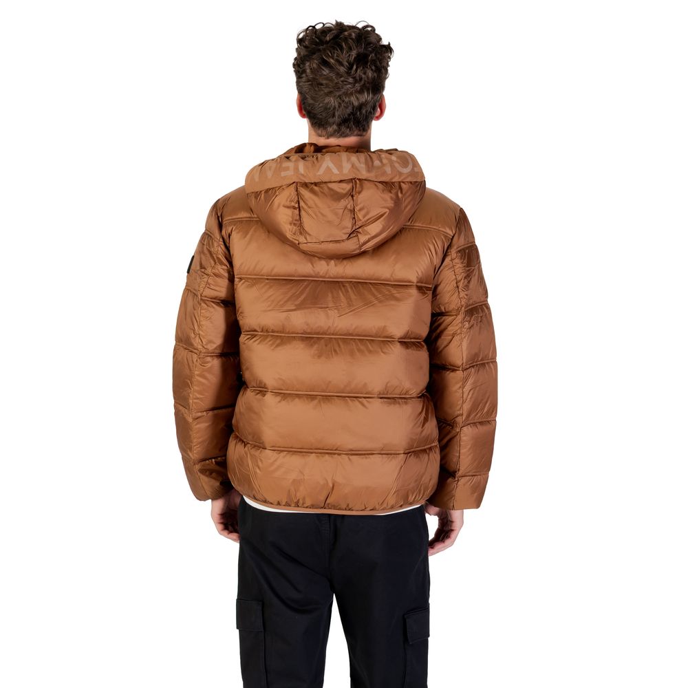Tommy Hilfiger Jeans Brown Polyamide Coat Tommy Hilfiger Jeans