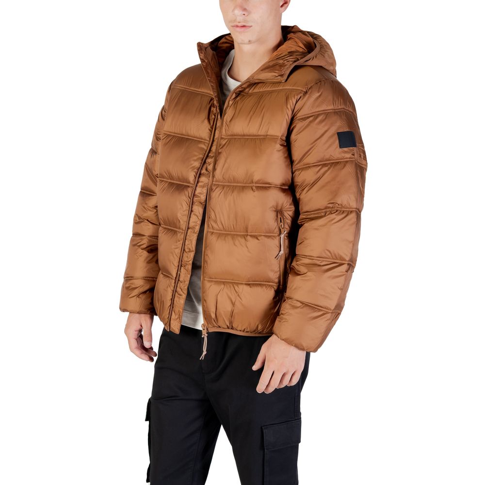 Tommy Hilfiger Jeans Brown Polyamide Coat Tommy Hilfiger Jeans