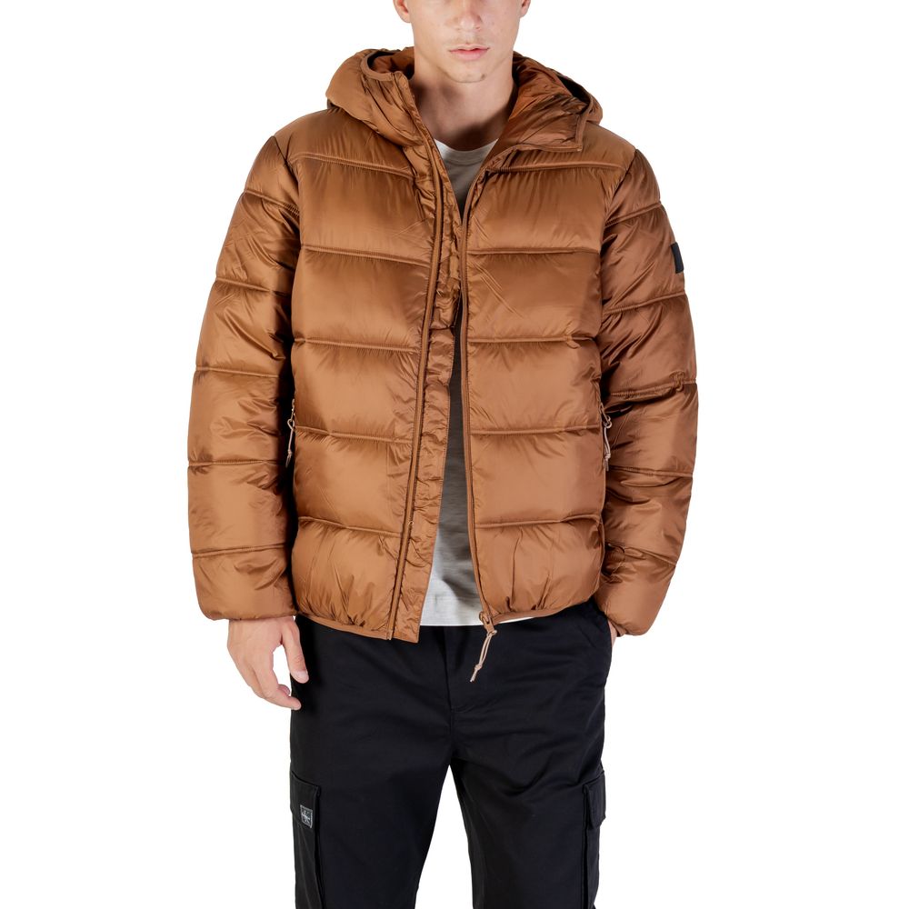 Tommy Hilfiger Jeans Brown Polyamide Coat Tommy Hilfiger Jeans