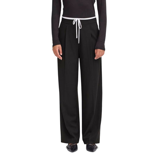 ICHI Black Polyester Pants ICHI