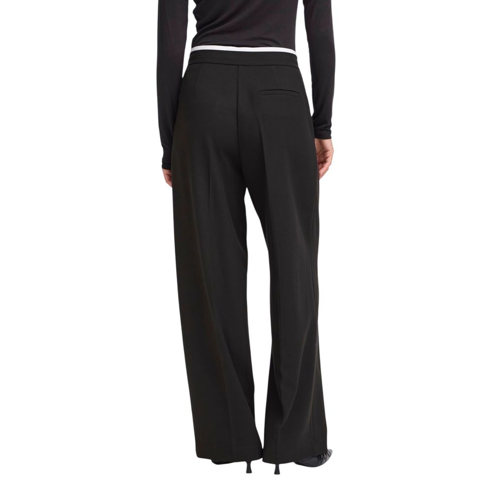 ICHI Black Polyester Pants ICHI