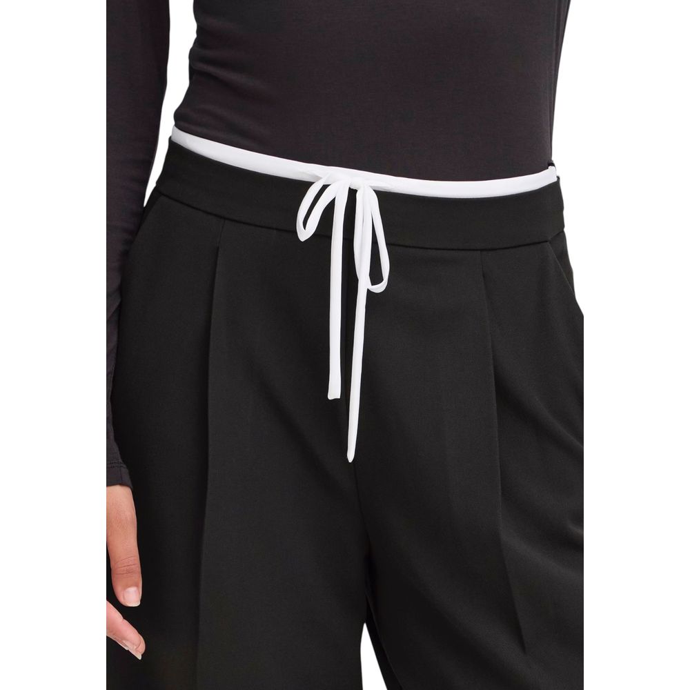 ICHI Black Polyester Pants ICHI