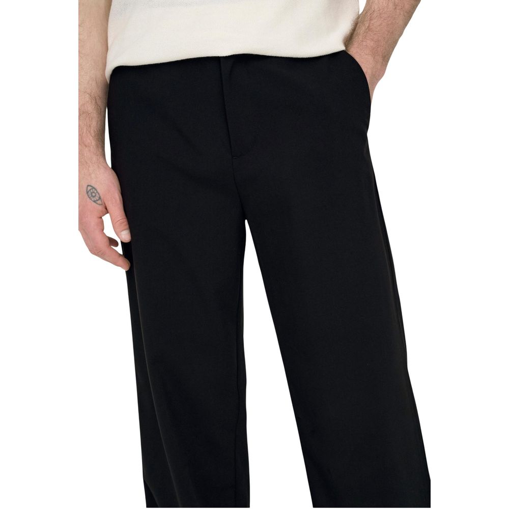 Only & Sons Black Polyester Casual Pants Only & Sons