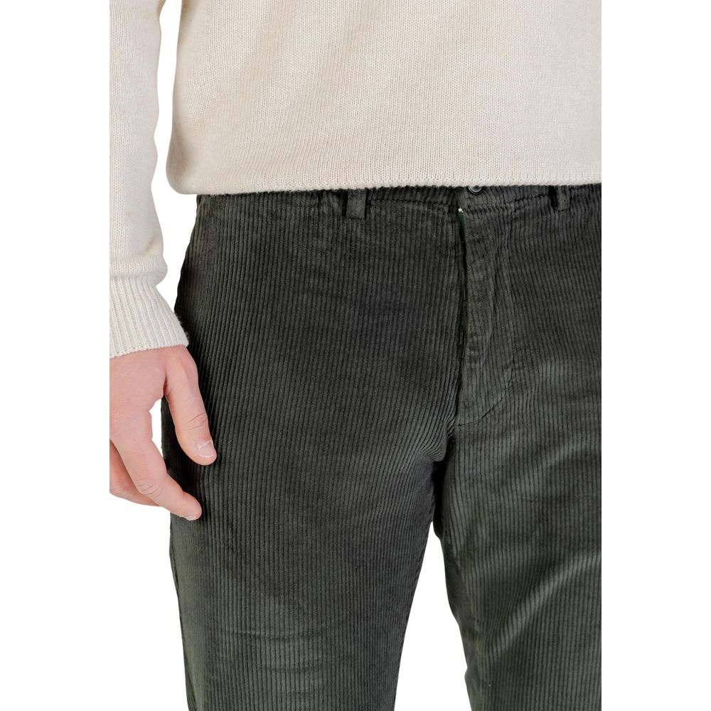 Borghese Green Cotton Casual Pants Borghese