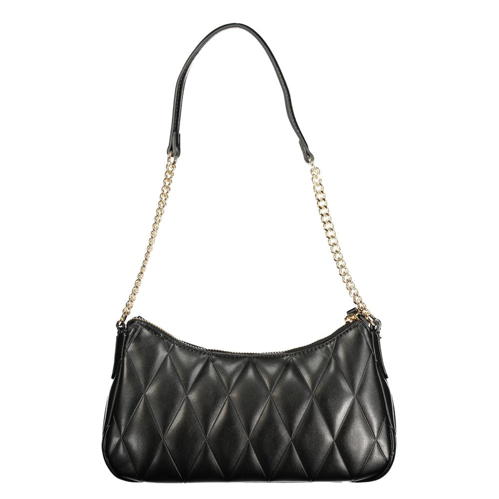 Twinset black polyurethane shoulder bag with sleek design and adjustable strap, perfect for stylish everyday wear.