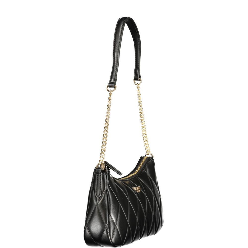 Black Twinset polyurethane shoulder bag with sleek design and shoulder strap, ideal for stylish women’s accessories.