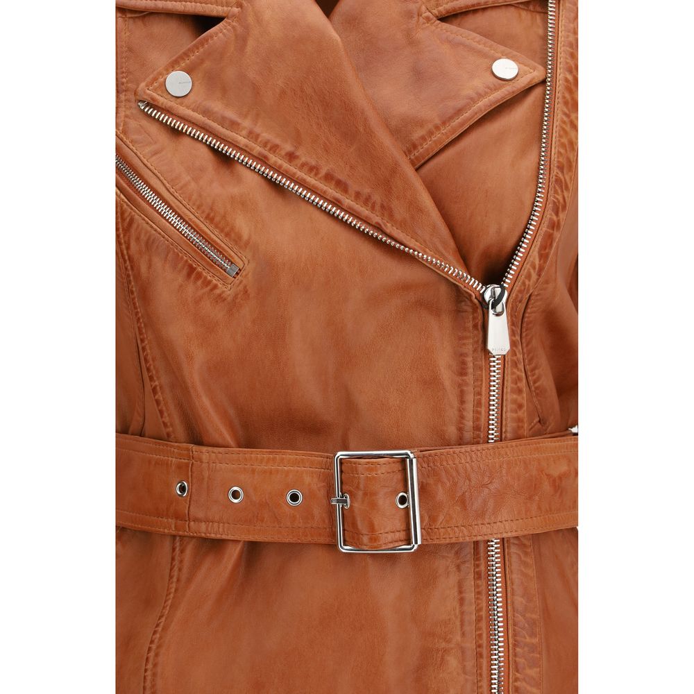PINKO Brown Goatskin Sleveless Jacket PINKO
