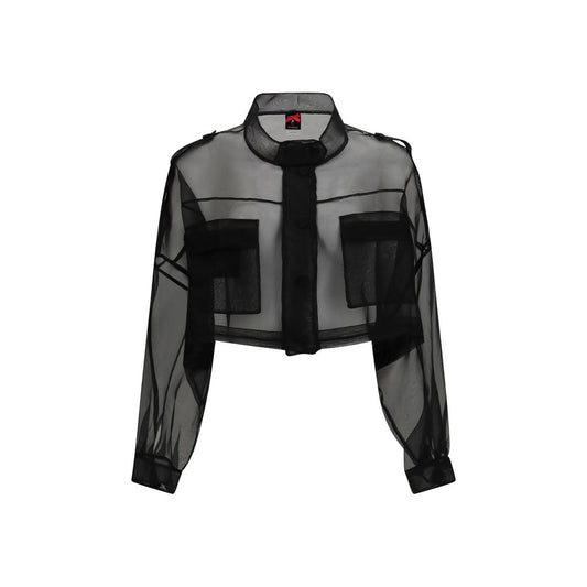 PINKO Black Silk Full-Length Jacket