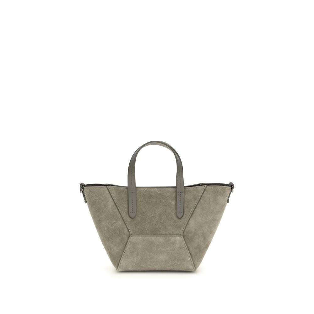 Brunello Cucinelli Brown Calf Leather Bos Taurus Shoulder Bag Brunello Cucinelli