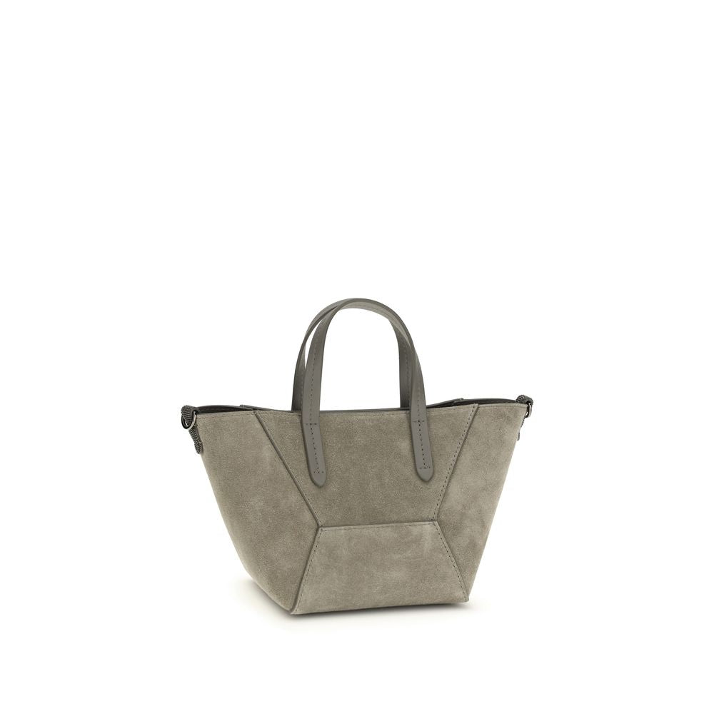 Brunello Cucinelli Brown Calf Leather Bos Taurus Shoulder Bag Brunello Cucinelli