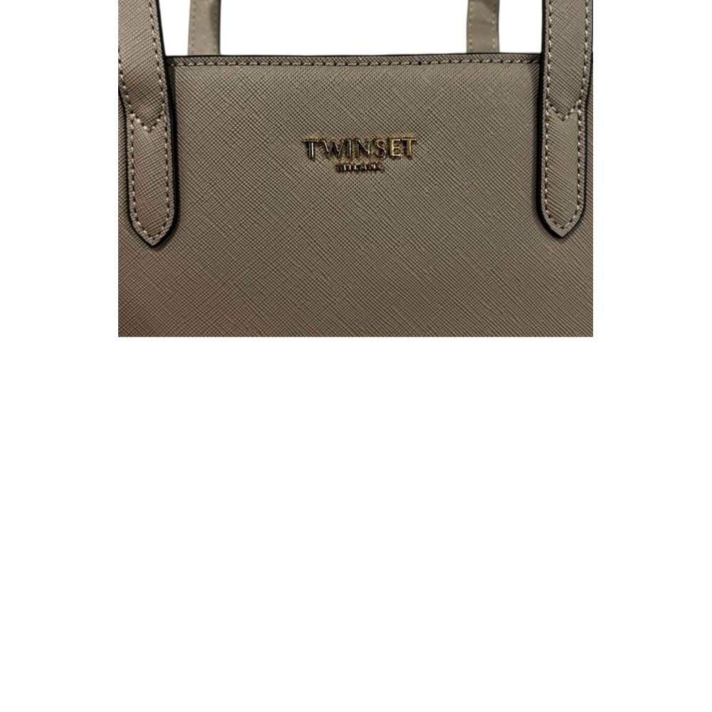 Twinset Grey PU Women Shoulder Bag Twinset