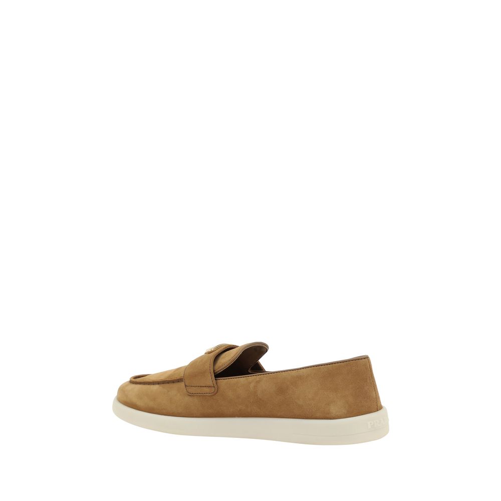 Prada Brown Calf Leather Bos Taurus Slip-On Loafers Prada