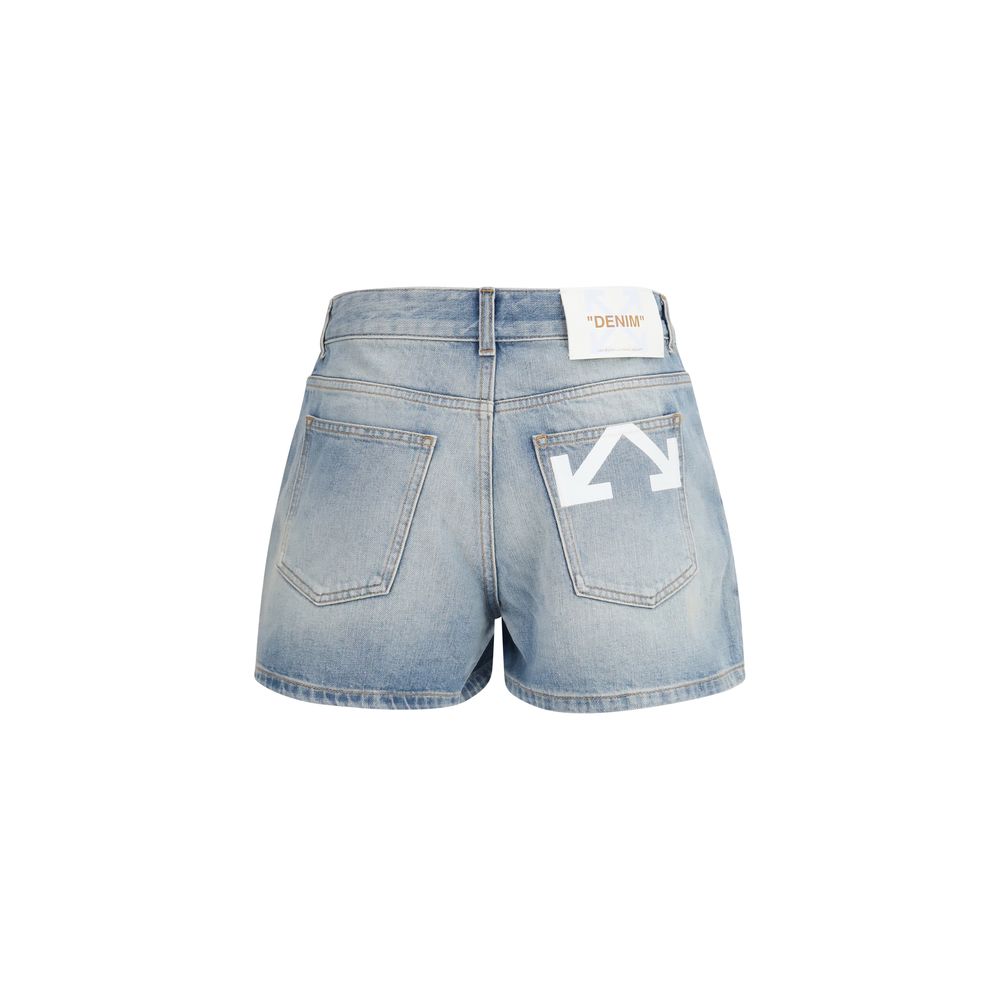 Off-White Blue Cotton Bermuda Shorts Off-White