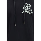 Off-White black cotton sweatshirt displayed on a hanger, featuring the signature off-white branding and relaxed fit.