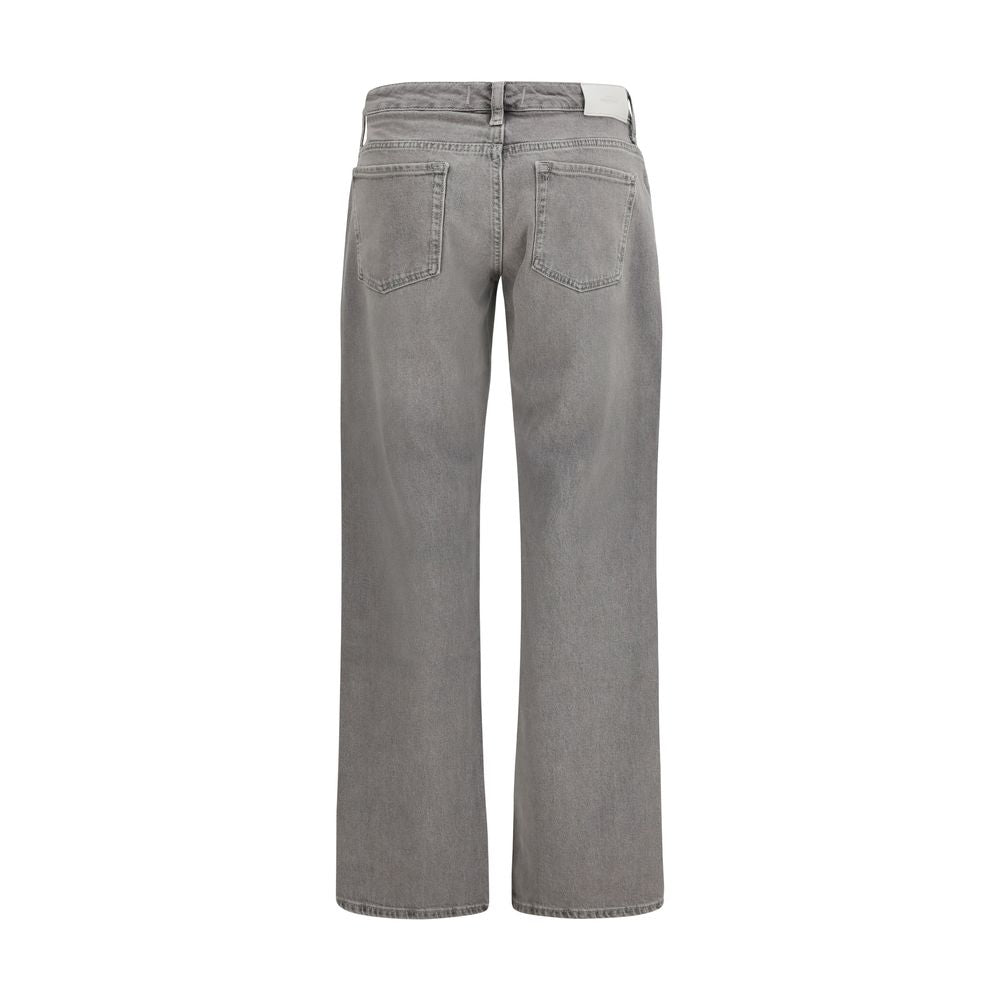 7FOR Gray Cotton Straight-Leg Jeans 7FOR