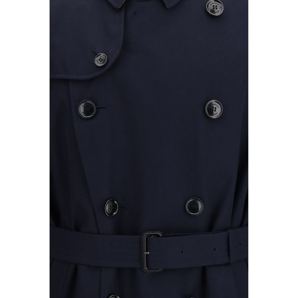 Burberry Blue Cotton Trench Coat Burberry