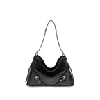 Givenchy Bos Taurus shoulder bag made of black calf leather with sleek design and silver-tone hardware.