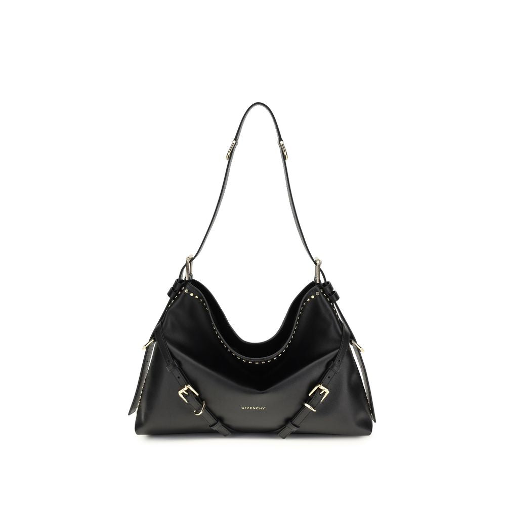 Givenchy Bos Taurus shoulder bag made of black calf leather with sleek design and silver-tone hardware.