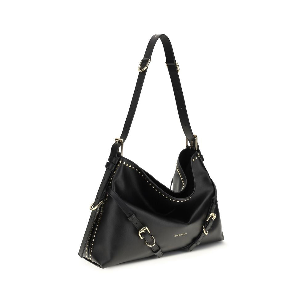 Givenchy black calf leather Bos Taurus shoulder bag with gold-tone hardware and sleek design.
