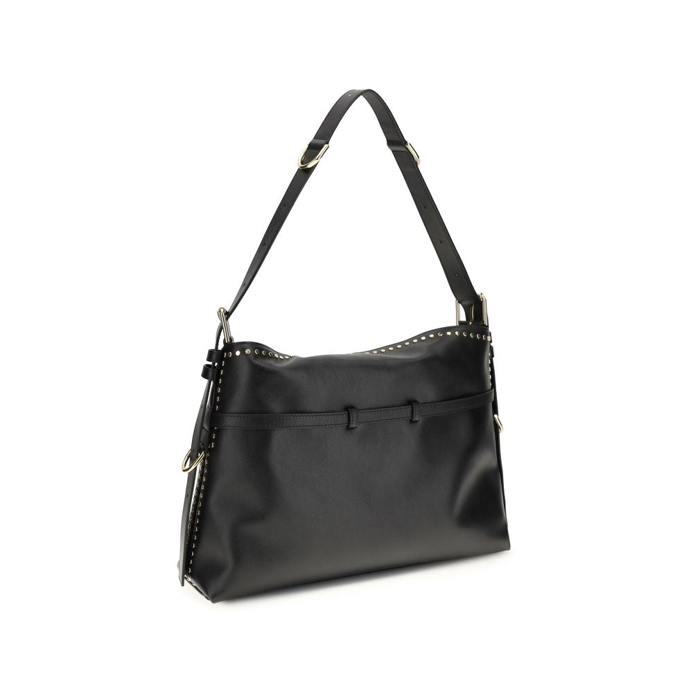 Givenchy Black Calf Leather Bos Taurus Shoulder Bag with silver hardware and structured design.
