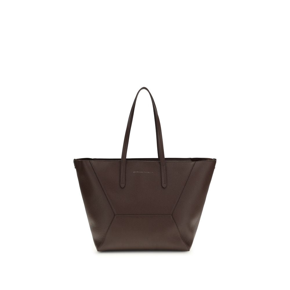 Brunello Cucinelli Brown Calf Leather Bos Taurus Shoulder Bag Brunello Cucinelli