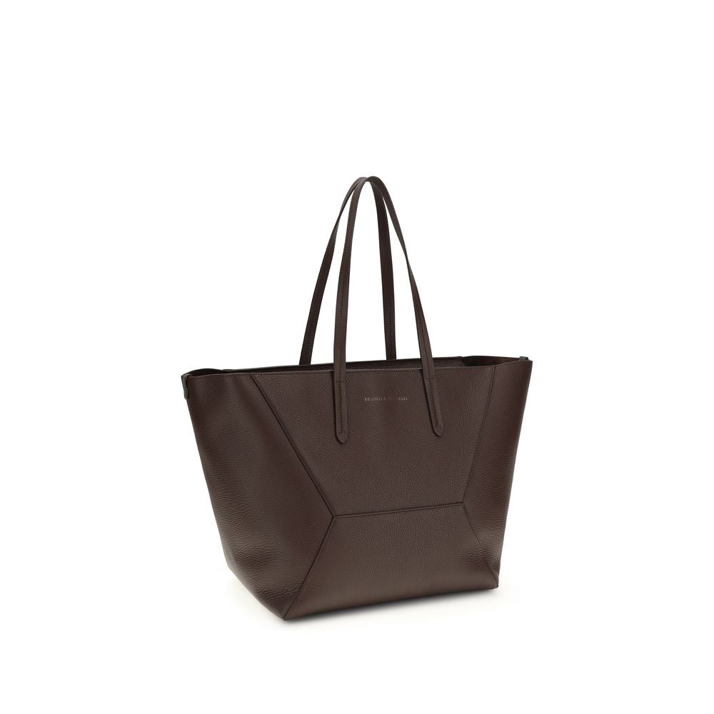 Brunello Cucinelli Brown Calf Leather Bos Taurus Shoulder Bag Brunello Cucinelli