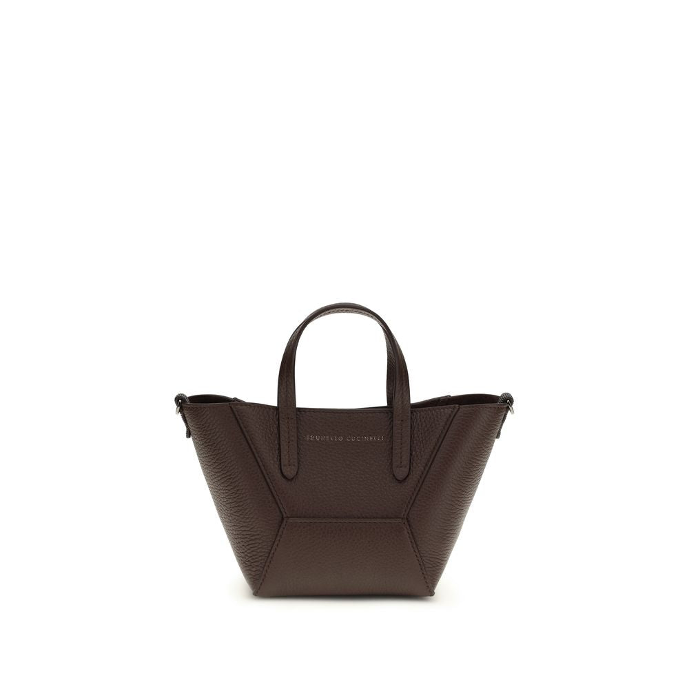 Brunello Cucinelli Bordeaux calf leather Bos Taurus shoulder bag with sleek design and elegant craftsmanship.