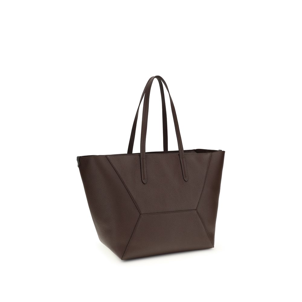 Brunello Cucinelli Brown Calf Leather Bos Taurus Shoulder Bag Brunello Cucinelli