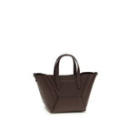 Brunello Cucinelli Bordeaux calf leather Bos Taurus shoulder bag with silver hardware and structured design.