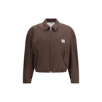 Magliano brown cotton bomber jacket with ribbed collar and cuffs, featuring a sleek, casual design for versatile style.