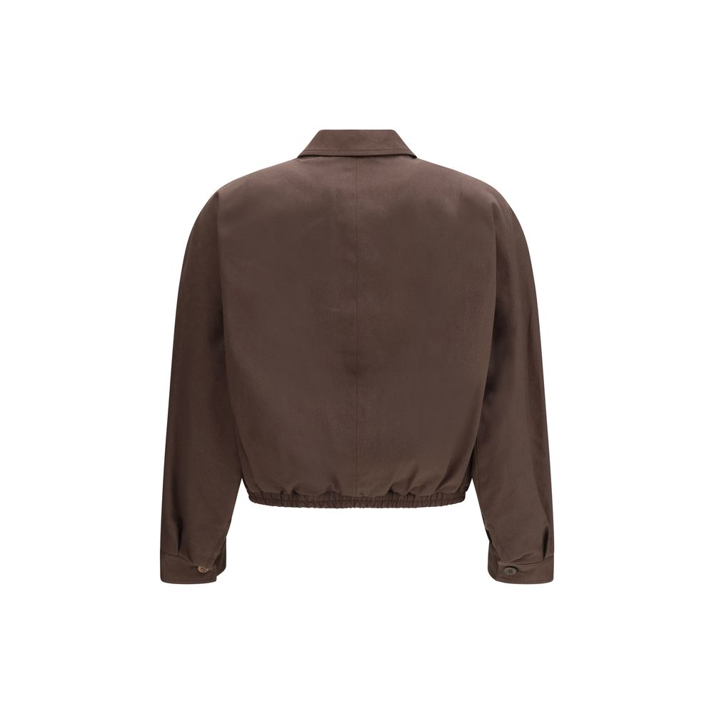 Magliano brown cotton bomber jacket with ribbed cuffs and collar, stylish and casual outerwear for men.