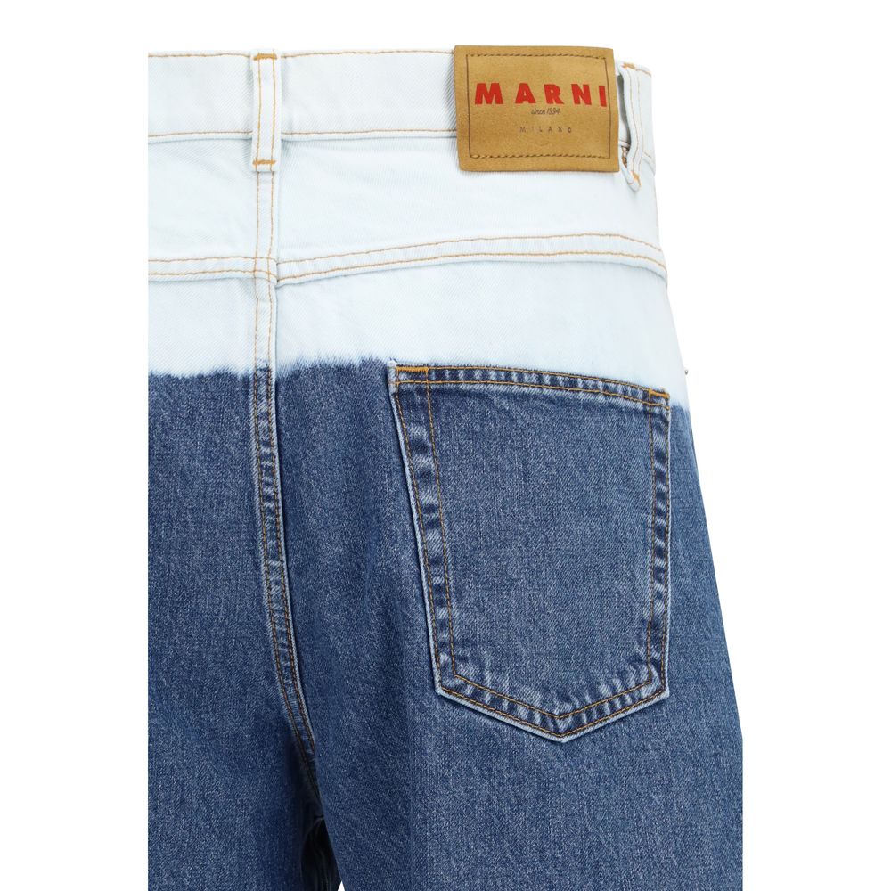 Marni Blue Cotton Straight-Leg Jeans Marni