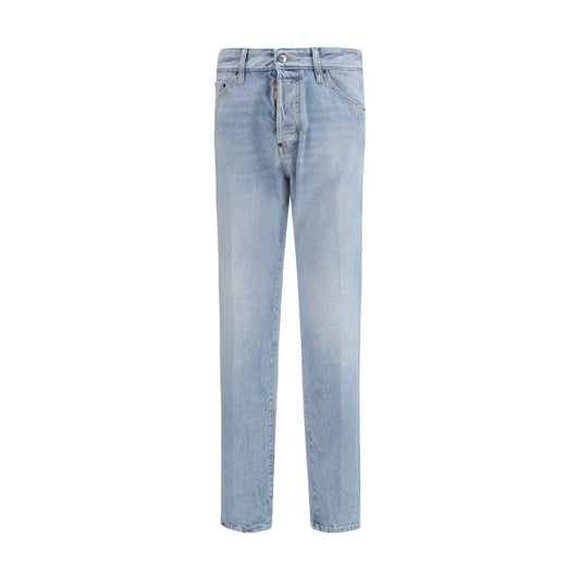 Dsquared² Blue Cotton Straight-Leg Jeans Dsquared²