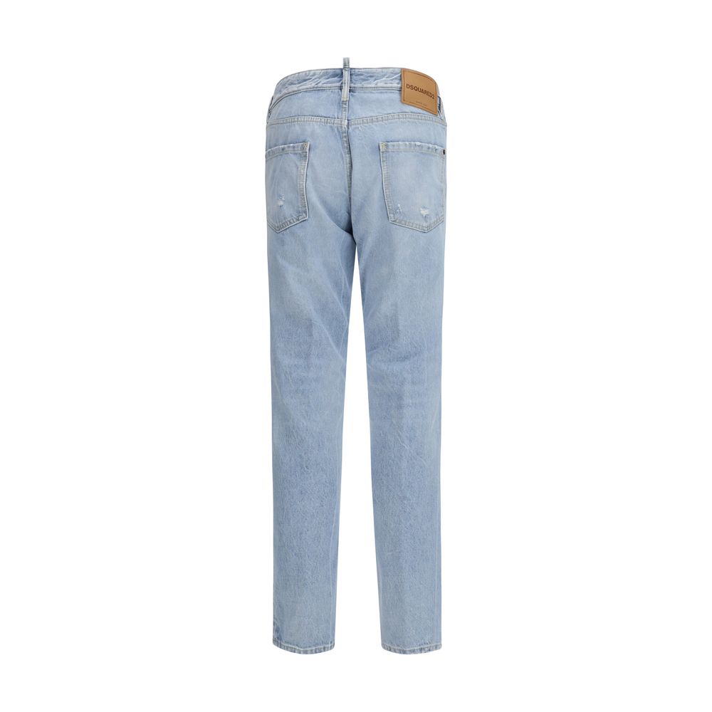 Dsquared² Blue Cotton Straight-Leg Jeans Dsquared²