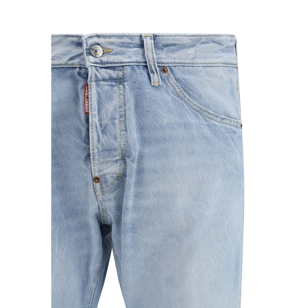 Dsquared² Blue Cotton Straight-Leg Jeans Dsquared²