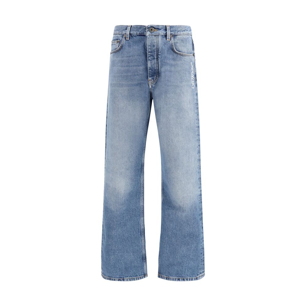 Off-White Blue Cotton Relaxed Fit Jeans Off-White