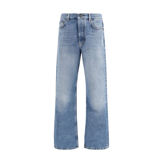 Off-White Blue Cotton Relaxed Fit Jeans Off-White