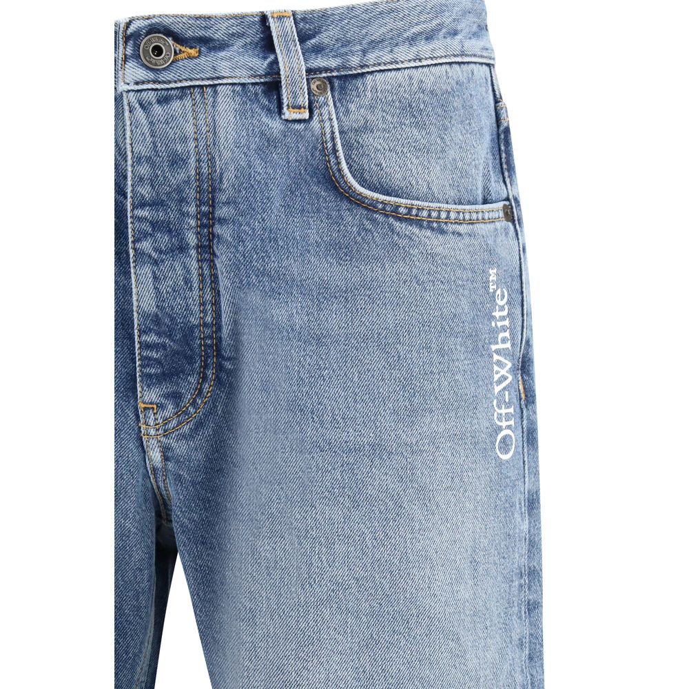 Off-White Blue Cotton Relaxed Fit Jeans Off-White