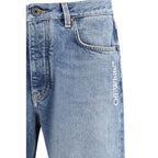 Off-White Blue Cotton Relaxed Fit Jeans Off-White