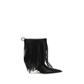 Black calf leather Balenciaga Bos Taurus ankle boots with sleek design and pointed toes, showcasing luxury footwear style.