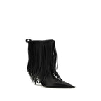 Black calf leather Balenciaga Bos Taurus ankle boots with sleek design and pointed toes.