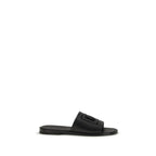 Dolce & Gabbana black calf leather Bos Taurus sandals with open toes and ankle straps, stylish and luxurious footwear.