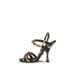 Dolce & Gabbana Brown Fabric Stiletto Heel Sandals Dolce & Gabbana