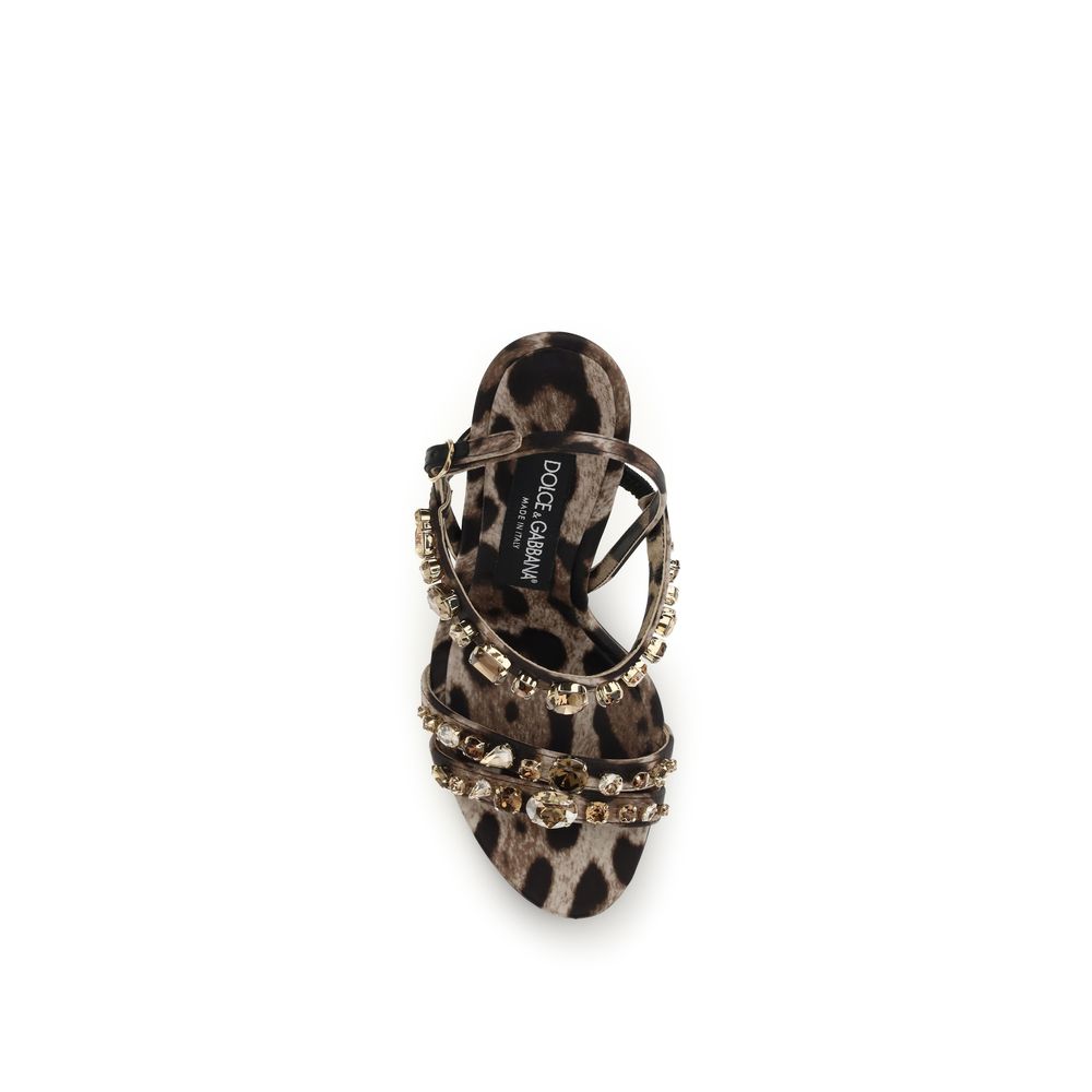 Dolce & Gabbana Brown Fabric Stiletto Heel Sandals Dolce & Gabbana