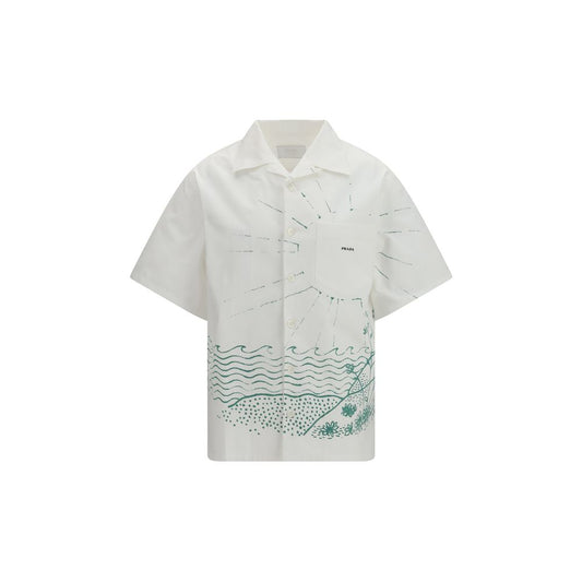Prada White Cotton Pattern Shirt Prada