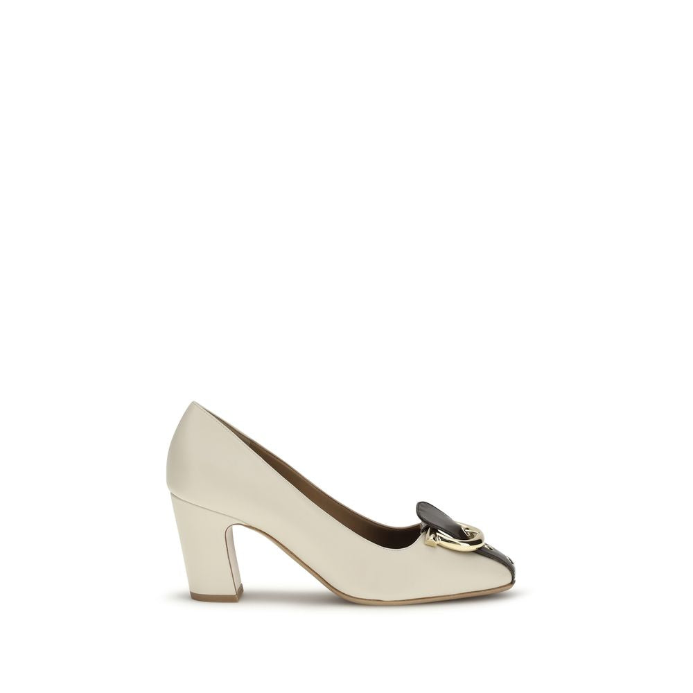 Ferragamo Beige Calf Leather Bos Taurus High Heel Pumps Ferragamo