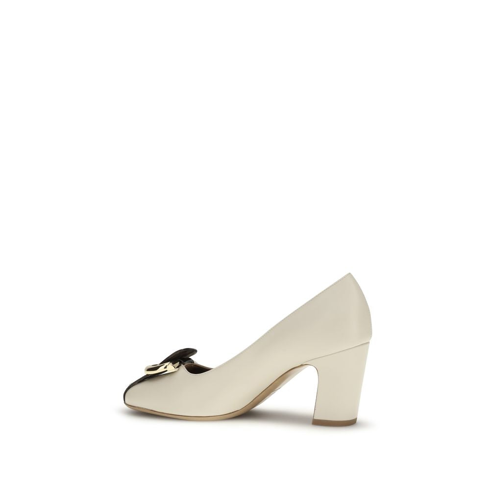 Ferragamo Beige Calf Leather Bos Taurus High Heel Pumps Ferragamo