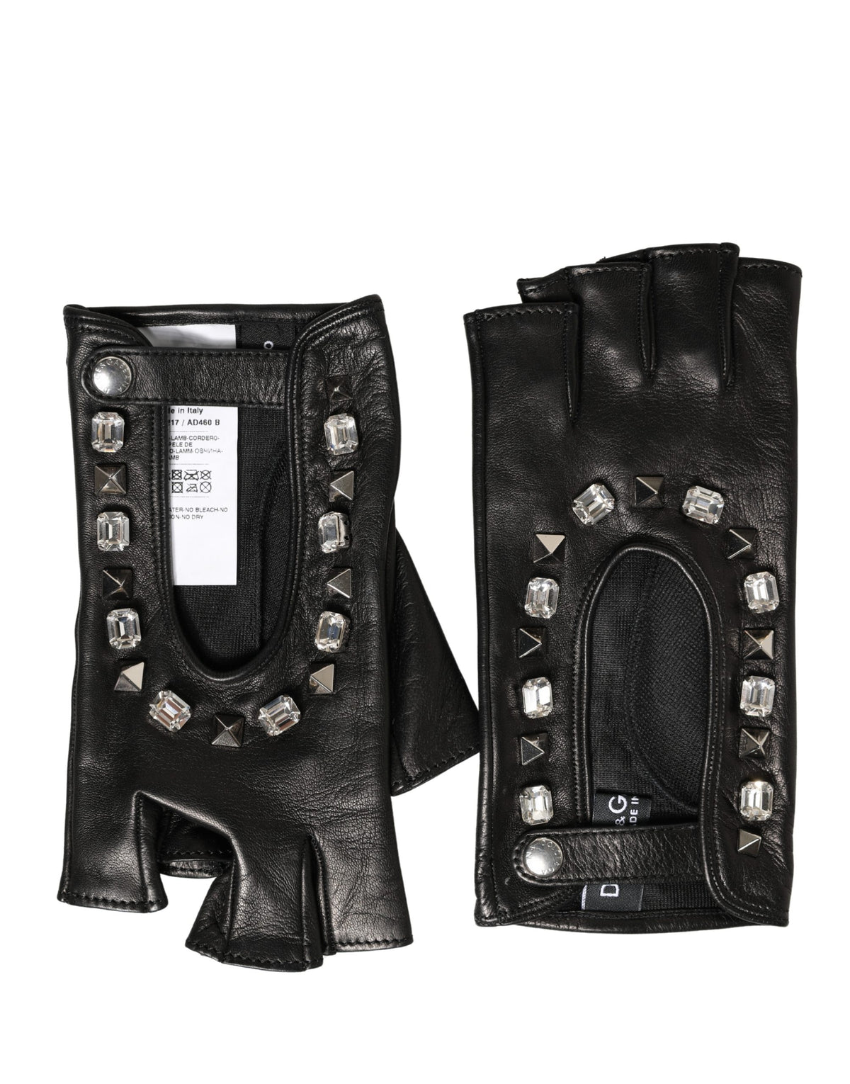Dolce & Gabbana Women Black Embellished Wrist Length Mitten Gloves - Eljoys Fashion 