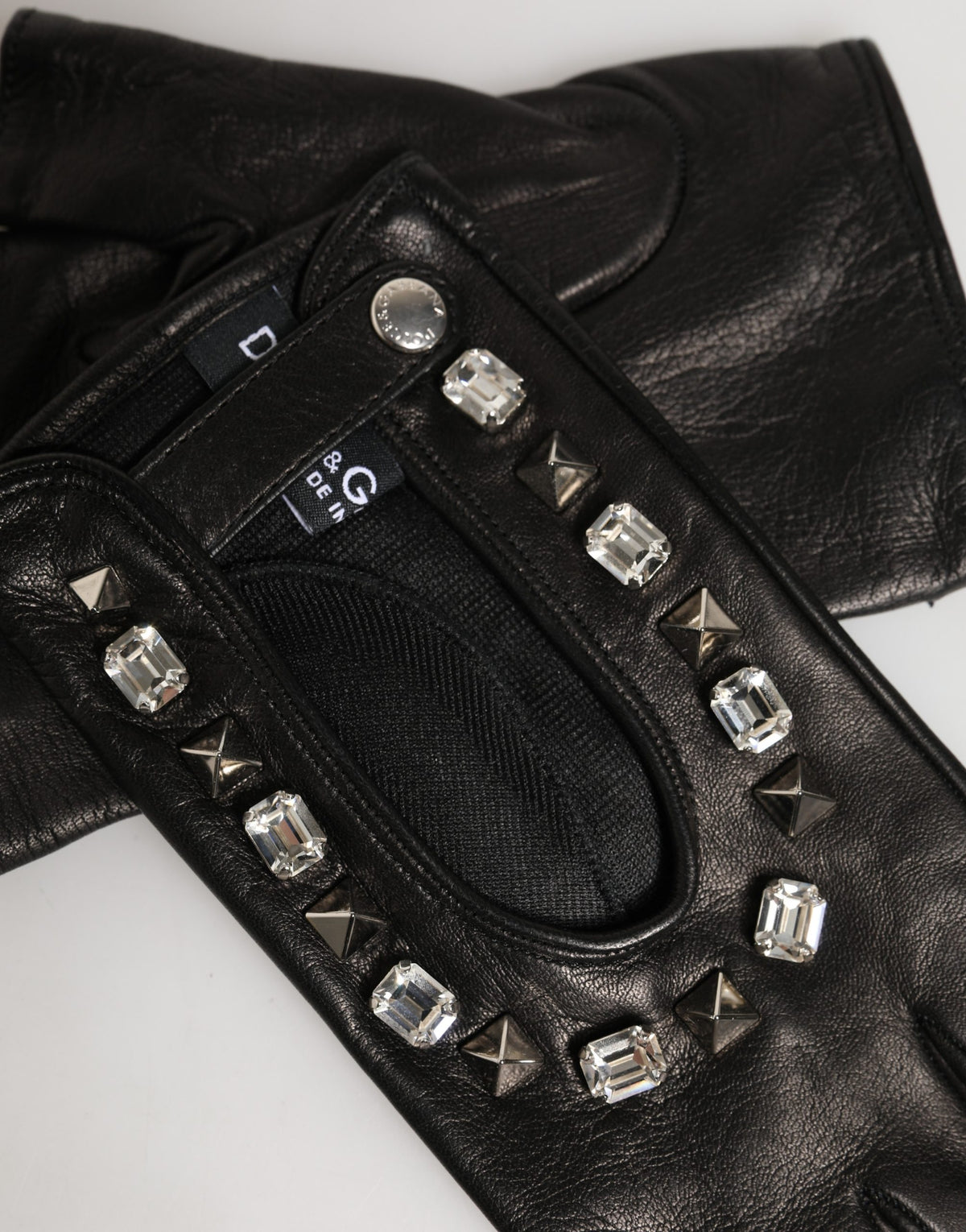 Dolce & Gabbana Women Black Embellished Wrist Length Mitten Gloves - Eljoys Fashion 