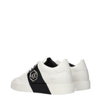 White leather sneakers by Philipp Plein with stylish design and branding details, featuring a sleek, modern look.